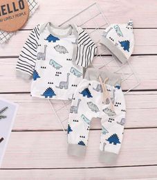 Newborn Kids Baby Girls Boy Clothing Striped TopsCartoon Dinosaur Clothes Sets Pants Infant Rompers Pleasant Children039s Cost8272311