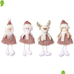 Christmas Decorations Tree Hanging Pendant Elk Santa Snowman Pink Doll Christma Merry Decor Gift Xmas Noel Navidad Favour Drop Delive Dhgys