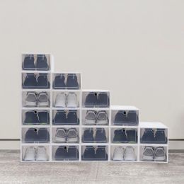 Bins 20pcs/24pcs Shoe Box Set Foldable Storage Plastic Clear Home Organiser Shoe Rack Stack Cabinet rangement chaussures