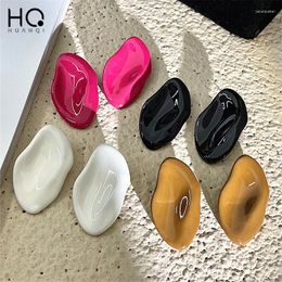 Stud Earrings HUANQI Colorful Drop Glaze Metal Irregular For Women Girls Fashion Exaggerated Summer Party Jewelry 2024 Trend