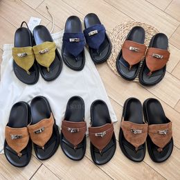 Luxury Summer Slippers Designer Men women Empire Sandals Shoes fashion brand Leather Palladium plated Buckle Beach Discount mens slippers size35-42