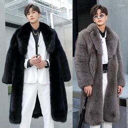 Men's Jackets Autumn And Winter Fur Coat Imitating Long With Added Fat Enlarged Wool For Warmth Casual Windbreaker