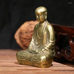 Decorative Figurines Old China Folk Collect Pure Brass Ksitigarbha Sculpture Handmade Antique Statue