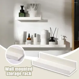 Kitchen Storage Wall Mounted Rack Non Punching Self Adhesive No-drill Shelves For Bathroom Organiser B8m5
