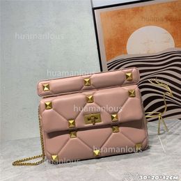 Chain Shoulder Valens Tino Stud Diamond Fashion Handheld 2024 Rock Bags Lady Purse Vlogoo Grid Bag Straddle Leather Rivet Woman Small Square M1S0