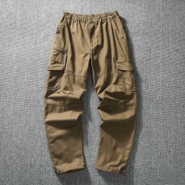Men's Pants Mens Work Cargo Pants Cotton Zipper Pocket Big Size Sports Casual Trousers Training Outdoor Hiking Pants Y240422