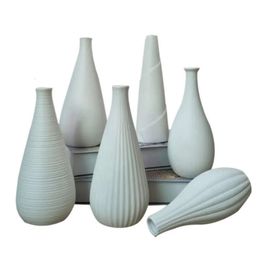 Vasos de cerâmica de vasos brancos de flores Decorações de vasos de vasos de cesta casa Decoração de armários de TV nórdicos
