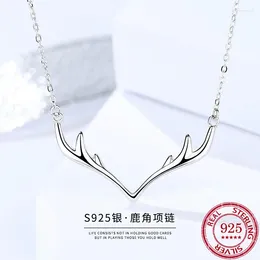 Chains S925 Sterling Silver Comes With You All The Way - Collar Chain Women's Korean Version Simple Small Fresh Deer Horn Necklace Chr