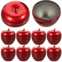 10 Pcs Tin Can Tea Holder Lid Tinplate Candy Boxes Red Gift Boxes Food Container Christmas Boxes Storage Jar 240416