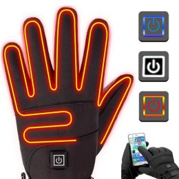 Gloves 1 Pair Winter Thermal Gloves Waterproof Electric Heated Gloves Battery Powered Outdoor Skiing Climbing Gloves(No Battery)