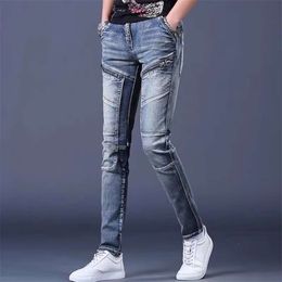 Men's Jeans, Spring Trend, Versatile, Slim Fit, Trendy Brand, Washed Long Pants, Motorcycle Leggings