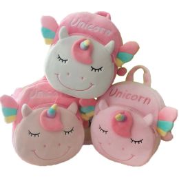 Bags Unicorn Plush Backpack For Toddler Girl Pink Sweet Kids School Bag With Zipper Child Cartoon Animal Backpacks For Kawaii Gift
