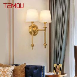 Wall Lamps TEMOU American Brass Lamp Indoor Living Room Bedroom Bedside Retro Villa El Corridor Hallway Lampl