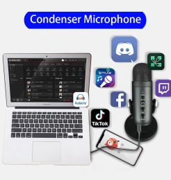 Microphones Professional Condenser Microphone Studio Recording USB Mic Tabletop Microphones For PC Laptop Gaming Singing Live Stream