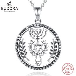 Necklaces Eudora 925 Sterling Silver Messianic Cross Necklace for Men Women Star of david Amulet Pendant Messianic Christian Jewelry Gift