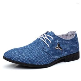 Dress Shoes Spring Autumn Simple Large Size Men's Cloth Light Pointed Toe Formal Linen Business Canvas Men