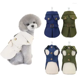 Dog Apparel Autumn Winter Clothes British Style Pet Trench Coat Belt Decor Puppy Jackets For Small Medium Dogs Outfit Chihuahua Costumes