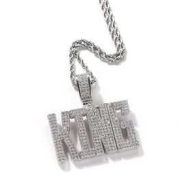 Solid Letters Custom Initial Name Necklace Personalized Pendant With Tennis Chain Iced Out Cubic Zircon Hiphop Jewelry322J