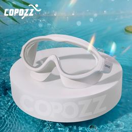 COPOZZ Big Frame Swimming Goggles Adults Swim Glasses Men Women Professional HD Antifog Silicone Eyewear 240409