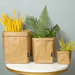 Bags Reusable Succulents Planter Pot Washable Kraft Paper Flowerpot Ecofriendly Desktop Multiuse Home Storage Accessories