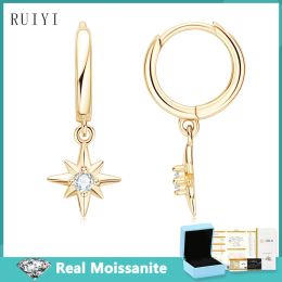 Earrings Fashion Sixpointed Star Moissanite Drop Earrings for Women Girls Luxury Design Fine Jewelry Gifts 925 Sterling Silver Earring