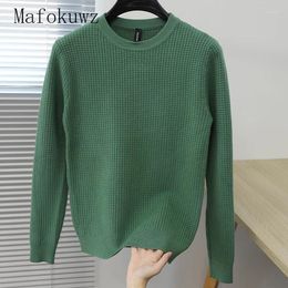 Men's Hoodies Autumn O-neck Solid Knitted Sweater Slim Casual High Street Simple Daily Bottoming Shirt Tops Men Pullovers Male Clothes