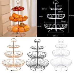 Baskets 3 Tier Fruit Basket Iron Wire Bowl Stand Holder Storage Rack Stainless Steel Fruit Basket Stand for Kitchen Counter