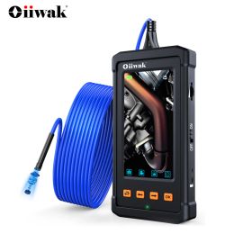 Cameras Oiiwak 1080P Endoscope Camera 8mm Dual Lens Borescope Pipe Inspection Mini Camera 4.3in Screen IP67 Surveillance Video Camera