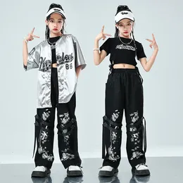 Stage Wear Girls Short Sleeve Shirt Hip Hop Cargo Joggers Boys Street Dance Costumes Kids Streetwear Clothing Children Jazz Clothes Sets