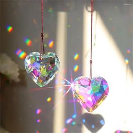 Garden Decorations 45mm Heart Crystal Wind Chime Dreamy Crafts Rainbow Maker Hanging Suncatcher Diamond Prisms Pendant Xmas Gift