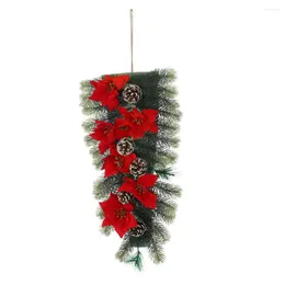 Decorative Flowers Christmas Hanging Wreath Christmas-inspired Festive Led Wreaths Exquisite Fake Leaves For Holiday Home