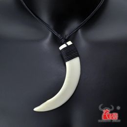 Necklaces Film and Television Properties Bone Pendant Natural Tooth Boar's Tusk Necklace of National Hyperbole Style Primitive Tribes