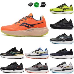 designer Saucony Triumph 19 mens running shoe's black white green lightweight shock absorption breathable men women trainer sports sneakers