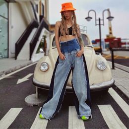 Designer clothes women jeans womens clothing new high waisted loose fitting slimming color matching long flared pants floor mop pants trend