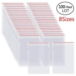 Bags 100Pcs/pack Resealable Plastic Zip Bags Clear Poly Zip Bag Food Jewelry Storage Reclosable Vacuum Fresh Organize Bag