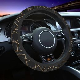 Steering Wheel Covers 37-38 Car Cover Black Marble Gold Geo Soft Retro Nodic Geometric Car-styling Fashion Steering-Wheel Accessories