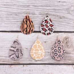 Dangle Earrings ZWPON Animal Print Leather Cheetah Snakeskin For Women 2024 Trendy Jewellery Wholesale