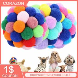 Toys 5/6/7cm Pet Cat Toy Ball Colorful Handmade Bells Bouncy Ball BuiltIn Mint Nteractive Toy For Cat Playing Chew Toy