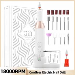 Pens 18000RPM Wireless Nail Drill Pen USB Nail File Polishing Pen Portable Manicure Machine Milling Cutter For Gel Polishing Nail Art