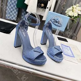 Panda Sandals Womens Dress Shoes High Heeled Women Sandal Luxury Designers Platform Heel Classic Triangle Buckle Embellished Ankle Strap 11.5Cm 138