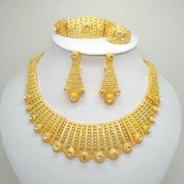 Necklaces Dubai Gold Colour Jewellery Sets For Women Big Necklace African Jewellery Set Women Italian Bridal Jewellery Sets Wedding Accessories