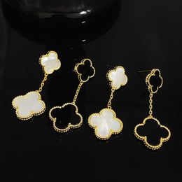 Designer brand fashion Lucky Four Leaf Flower Tassel Earrings Net Red Popular Versatile Exquisite Fantastic Style High Grade jewelry