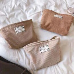 Storage Bags Makeup Bag Organize Corduroy Travel Cosmetic Portable Solid Color Zipper Case Female Wash Kit