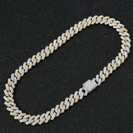 Fashion Hip Hop Necklace Men Designer Bracelet 14mm Cuban Link Chain Necklaces 16 18 20 22 24inch Rapper Diamond Chains Double Col255t