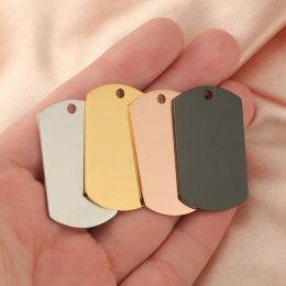 Strands 10Pcs Stainless Steel Dog Tag Charms Mirror Polish Charms DIY Making Necklace Bracelet Keychain Charms For Women Jewelry