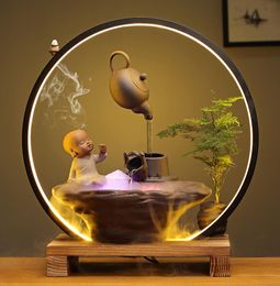 Creative Chinese style water fountain decoration living room decoration Feng Shui lucky office small novice fish tank humidifier7852071