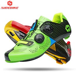 Footwear sidebike 011carbon road cycling shoes racing shoes sets including pedals road bike shoe selflocking bicycle sneakers breathable