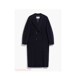 معطف العلامة التجارية معطف المعطف معطف معطف Maxmara Madame Classic Coat Dark Blue