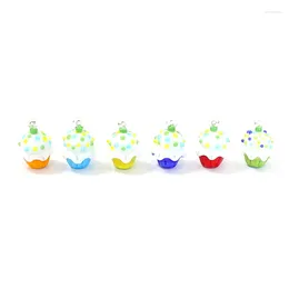 Decorative Figurines 6pcs Cute Miniature Cake Charms Glass Pendant Tiny Lovely Sweets Ornaments Fashion DIY Female Women's Jewelry Making