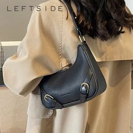 leftside Belt Buckle Design Small Crossbody Bags for Women 2024 Small PU Leather Female Shoulder Bag Handbags and Purses O6F8#